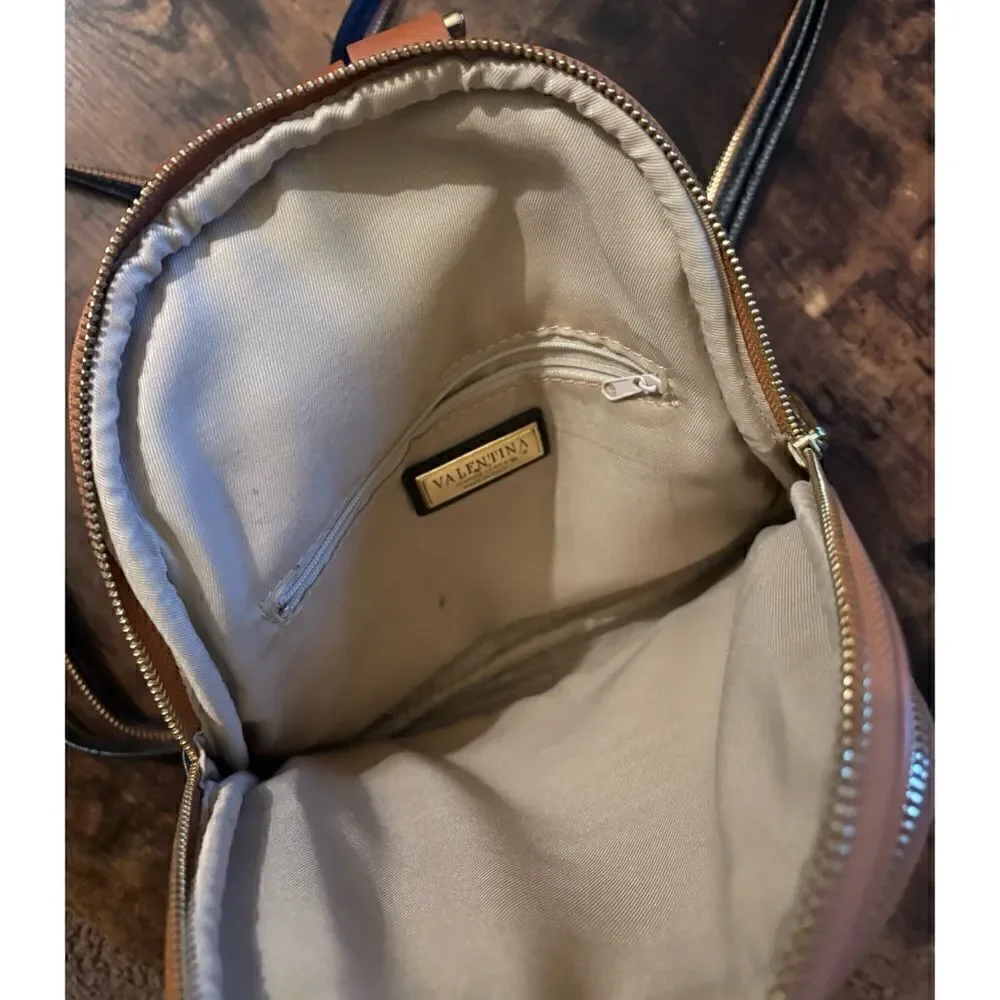 VALENTINA Convertible Pebbled Leather Backpack/ Shoulder Bag in Black
